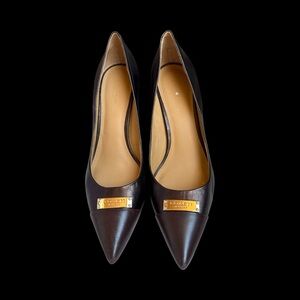 Coach Brown Leather Heels with Gold Accent Size 9.5